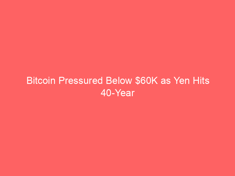 bitcoin pressured below $60k as yen hits 40 year low: what's next?