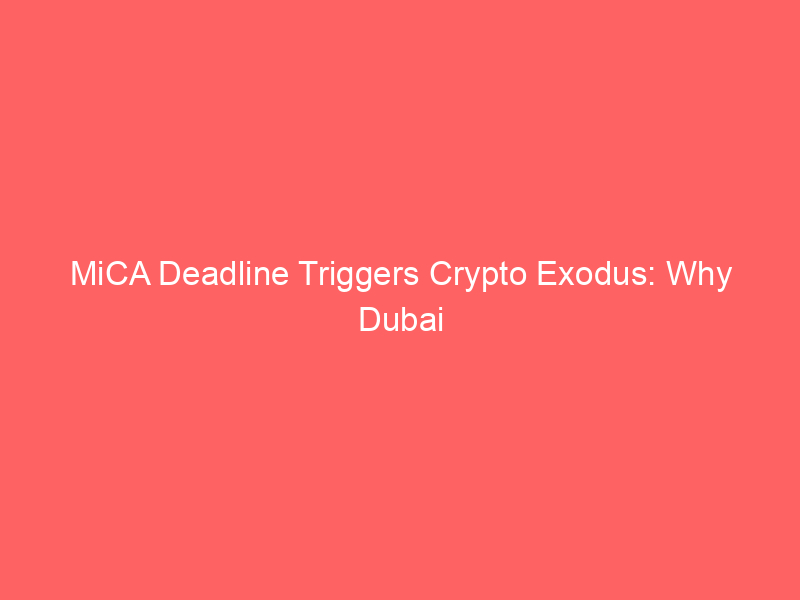 mica deadline triggers crypto exodus: why dubai is becoming the eu's blockchain alternative
