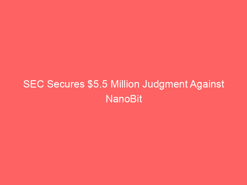sec secures $5.5 million judgment against nanobit in 'pig butchering' crypto scam